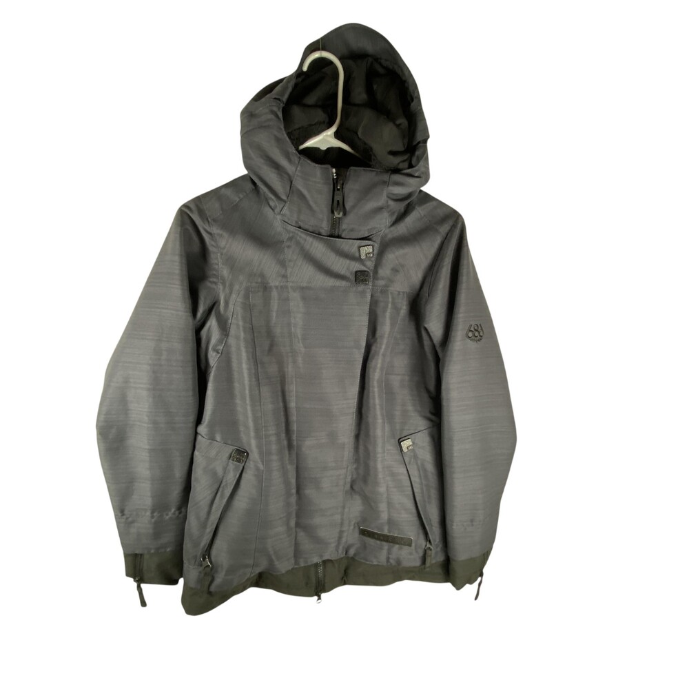 686 Reserved Jacket Womens 6 Gray InfiDRY 10K Hooded Insulated Ski Parka Snow